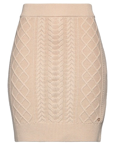 GUESS Mini skirt Beige 50% Cotton, 45% Polyamide, 5% Wool