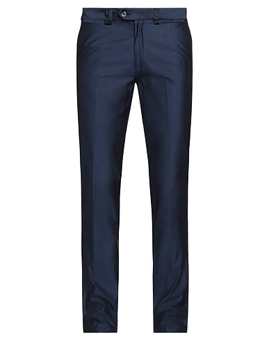 TESTONI Casual trouser Navy blue 75% Cotton, 25% Silk