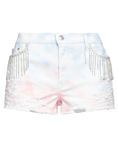 CHIARA FERRAGNI Denim shorts Ivory 97% Cotton, 3% Elastane