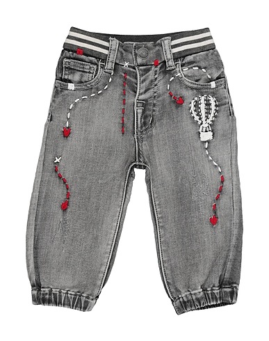 MONNALISA Denim trousers Lead 89% Cotton, 10% Polyester, 1% Elastane