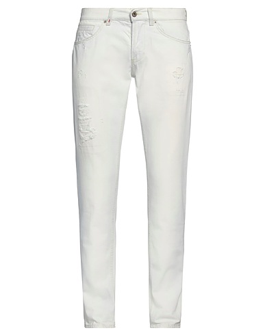 DONDUP Denim pants Off white 98% Cotton, 2% Elastane