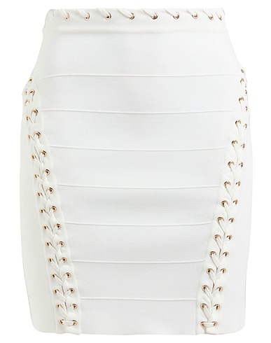 ELISABETTA FRANCHI Mini skirt Ivory 52% Viscose, 28% Polyamide, 20% Polyester, Metal