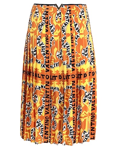VALENTINO GARAVANI Midi skirt Yellow 100% Silk