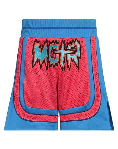 MEMBERS OF THE RAGE Shorts & Bermuda Blue 100% Polyester, Cotton, Virgin Wool, Acrylic, Elastane