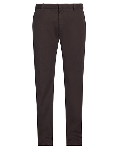 ZEGNA Casual trouser Dark brown 97% Cotton, 3% Elastane