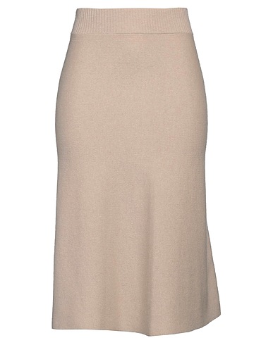 AGNONA Midi skirt Beige 100% Cashmere, Metal