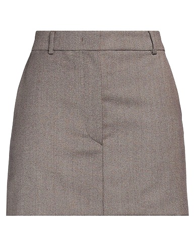 SPORTMAX Mini skirt Dark brown 100% Virgin Wool