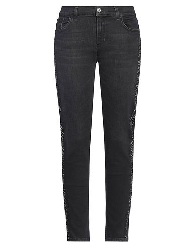 LIU •JO Denim trousers Black 99% Cotton, 1% Elastane