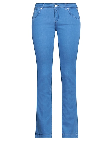 REPLAY Flared trouser AZZURRO 79% Cotton, 18% Polyester, 3% Elastane