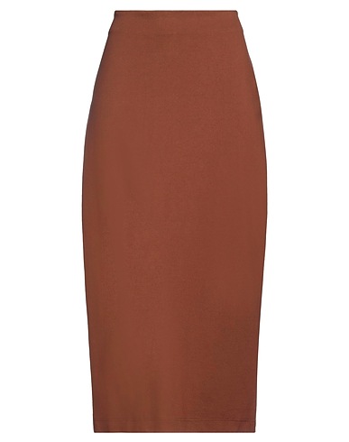 WEILI ZHENG ミディ丈スカート ブラウン コットン 68% / ポリエステル 27% / ポリウレタン 5%