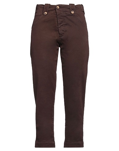 MERCI ITALIA Casual pants Chocolate brown 98% Cotton, 2% Elastane