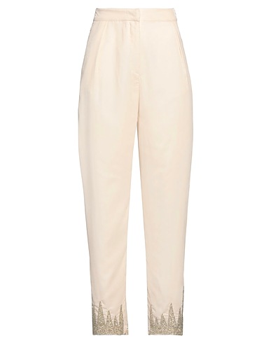 FORTE_FORTE Casual trouser Ivory 100% Polyester, Glass