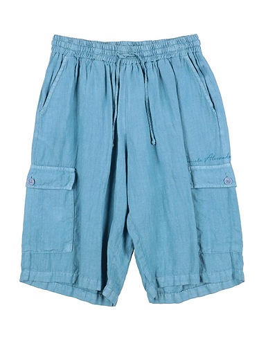 DANIELE ALESSANDRINI Shorts & Bermuda Light blue 100% Linen