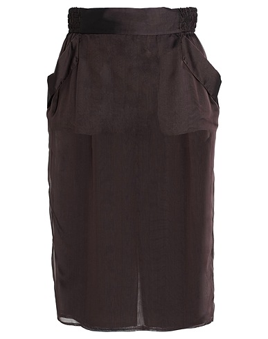 SAINT LAURENT Midi skirt Dark brown 100% Silk
