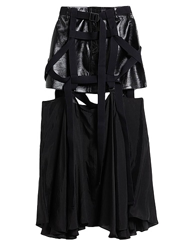 032C Midi-Rock Schwarz 100% Lammleder, Cupro