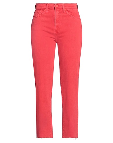 7 FOR ALL MANKIND Denim trousers Red 98% Cotton, 2% Elastane