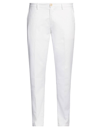 YAN SIMMON Casual trouser White 65% Cotton, 33% Linen, 2% Elastane