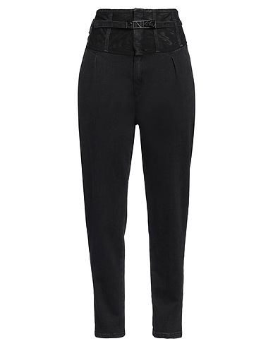 PINKO Denim trousers Black 99% Cotton, 1% Elastane, Polyamide