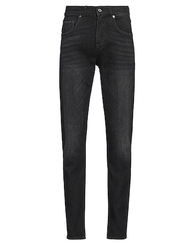 7 FOR ALL MANKIND Denim trousers Black 93% Cotton, 5% Cashmere, 2% Elastane