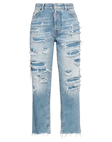 DSQUARED2 Denim pants Blue 100% Cotton, Calfskin