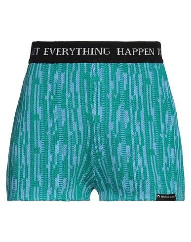 MARINE SERRE Shorts & Bermuda Green 100% Wool, Recycled polyamide, Recycled elastane, Recycled PES