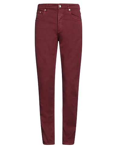 BRUNELLO CUCINELLI パンツ ボルドー コットン 99% / ポリウレタン 1% / 革（なめし加工）