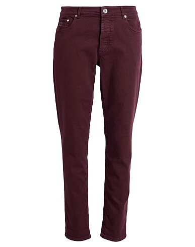 BRUNELLO CUCINELLI Casual trouser Plum 99% Cotton, 1% Elastane, Leather