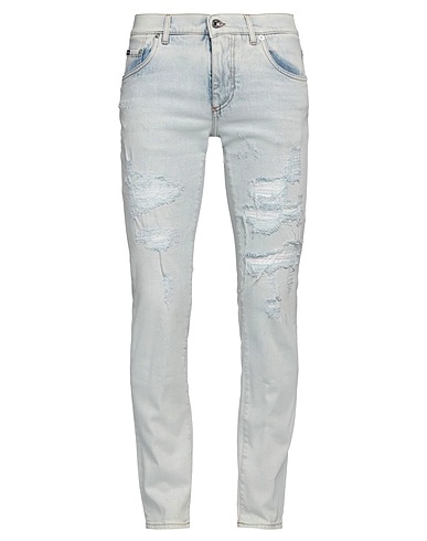 DOLCE&GABBANA Denim pants 84% Cotton, 14% Polyester, 2% Elastane, Calfskin