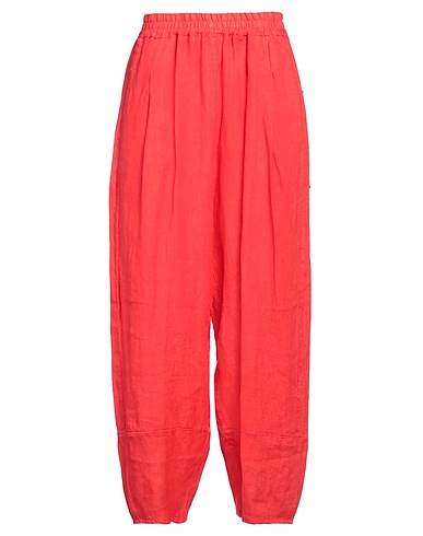 ALESSIA SANTI Casual pants Tomato red 100% Linen