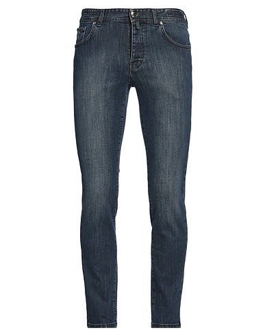 LUIGI BORRELLI NAPOLI Denim trousers Blue 98% Cotton, 2% Elastane