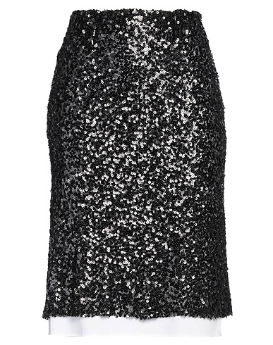 MEIMEIJ Midi skirt Black 97% Polyester, 3% Elastane, Cotton, Polyamide