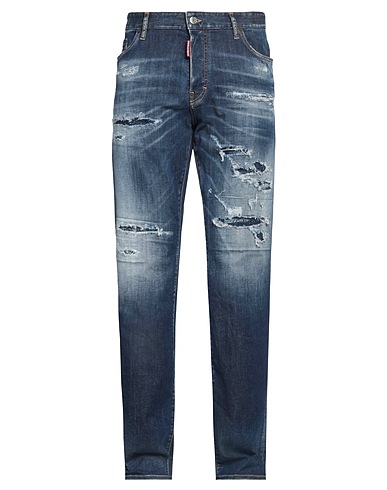 DSQUARED2 Denim trousers Blue 92% Cotton, 6% Elastomultiester, 2% Elastane, Cow leather