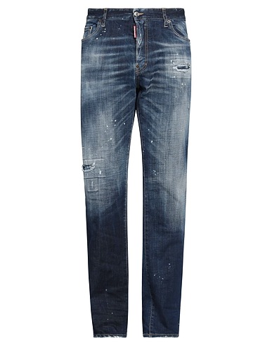 DSQUARED2 Denim trousers Blue 99% Cotton, 1% Elastane, Cow leather