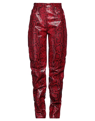 SPORTMAX Pantalone Rosso 100% Pelle di vitello