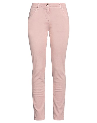 BRUNELLO CUCINELLI Denim trousers Antique rose 96% Cotton, 4% Elastane, Leather, Brass