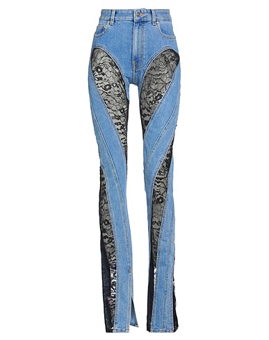 MUGLER Denim trousers Blue 72% Cotton, 28% Elastomultiester, Polyamide, Viscose, Elastane