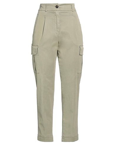 PESERICO Casual pants EASY Sage green 50% Cotton, 44% Tencel™, 4% Silk, 2% Elastane