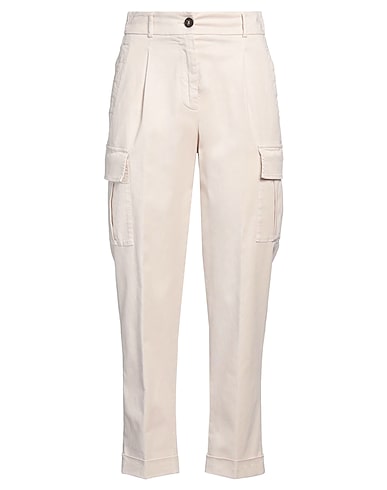 PESERICO Casual pants EASY Cream 50% Cotton, 44% Tencel™, 4% Silk, 2% Elastane