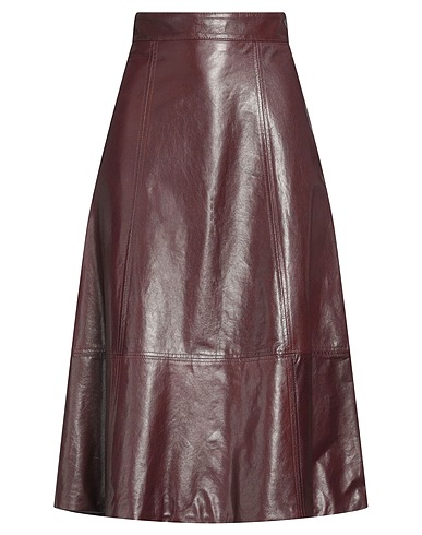 BRUNELLO CUCINELLI Midi skirt Chocolate brown 100% Leather