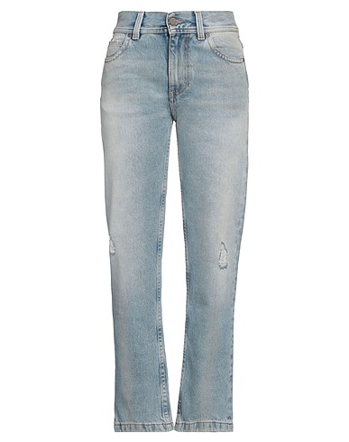 PALM ANGELS Denim pants Blue 100% Cotton, Leather