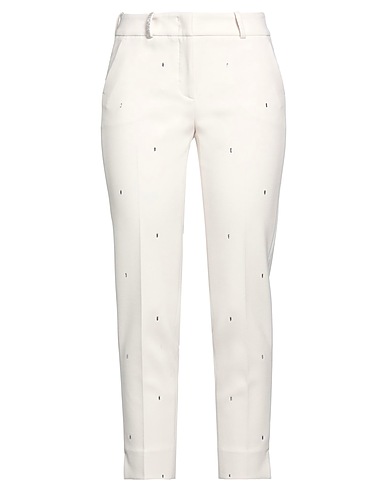PESERICO Casual pants Off white 63% Polyester, 27% Viscose, 7% Cotton, 3% Elastane