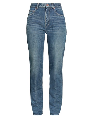 SAINT LAURENT Denim trousers Blue 100% Cotton, Calfskin