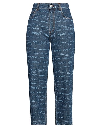 MARNI Τζιν Μπλε 100% Βαμβάκι, Δέρμα μοσχαριού