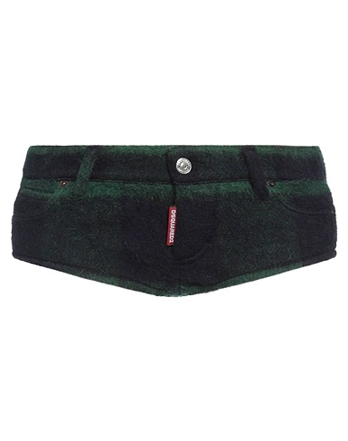 DSQUARED2 Shorts & Bermuda Dark green 70% Wool, 20% Polyamide, 5% Acrylic, 5% Other Fibres, Cow leather