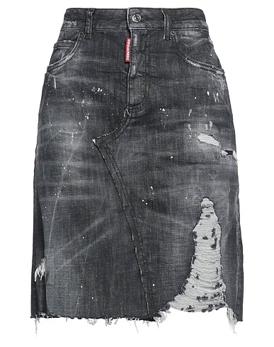 DSQUARED2 Denim skirt NERO 98% Cotton, 2% Elastane, Cow leather