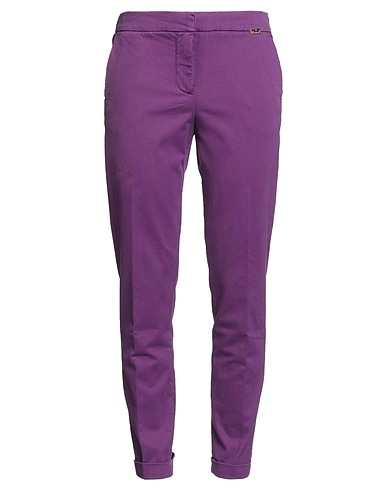 TELERIA ZED Casual pants Purple 69% Cotton, 28% Modal, 3% Elastane