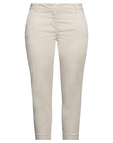 WHITE WISE Casual trouser Beige 97% Cotton, 3% Elastane