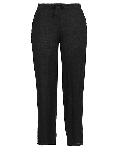 ROSSOPURO Pantalone Nero 78% Lino, 22% Viscosa