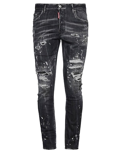 DSQUARED2 Denim trousers Black 92% Cotton, 6% Elastomultiester, 2% Elastane, Calfskin