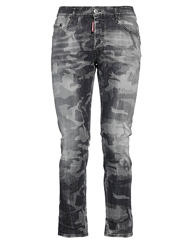 DSQUARED2 Denim pants Grey 98% Cotton, 2% Elastane, Cow leather